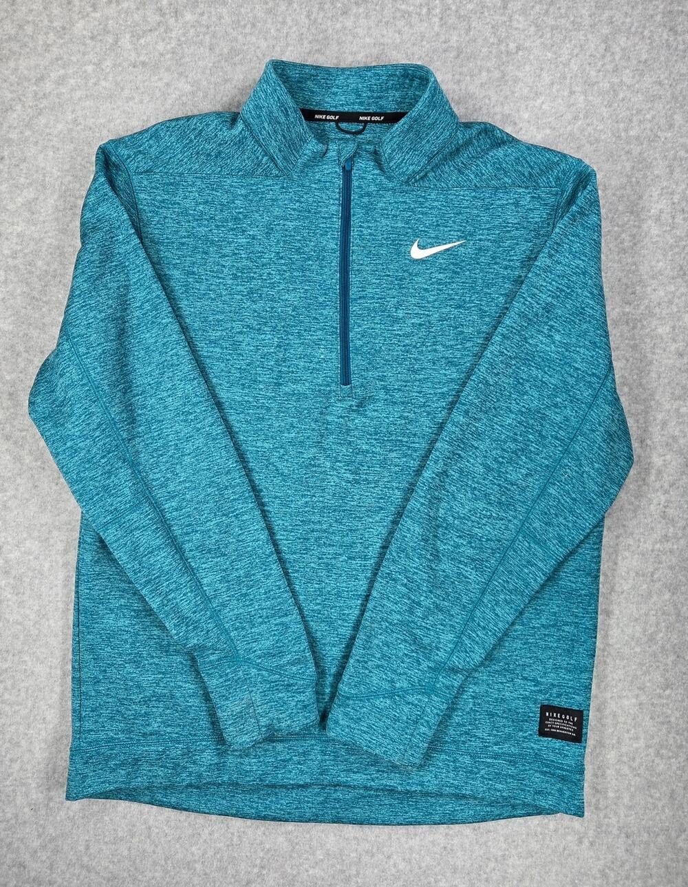 Nike Golf Men's M 1/4 Zip Pullover Heathered Teal Blue Fleece Sweatshirt Medium